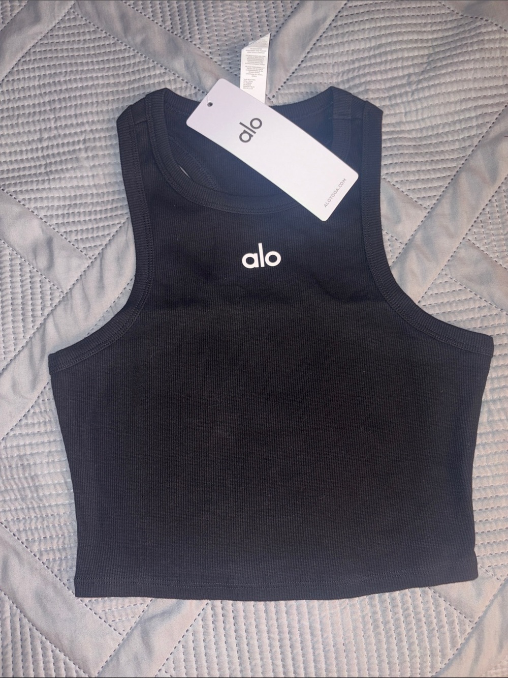 ALO Yoga Black Ribbed Cropped Tank